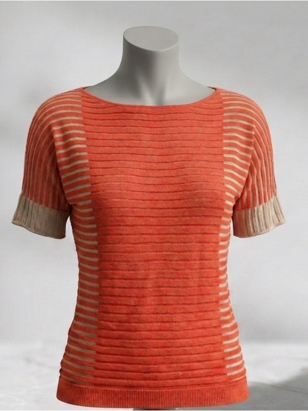 Cyrus Orange Striped Knit short sleeved Top